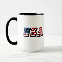 USA Flag Text Ringer Coffee Mug