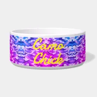 Girly Camouflage Pinks/Blues Monogram in Yellow | Bowl