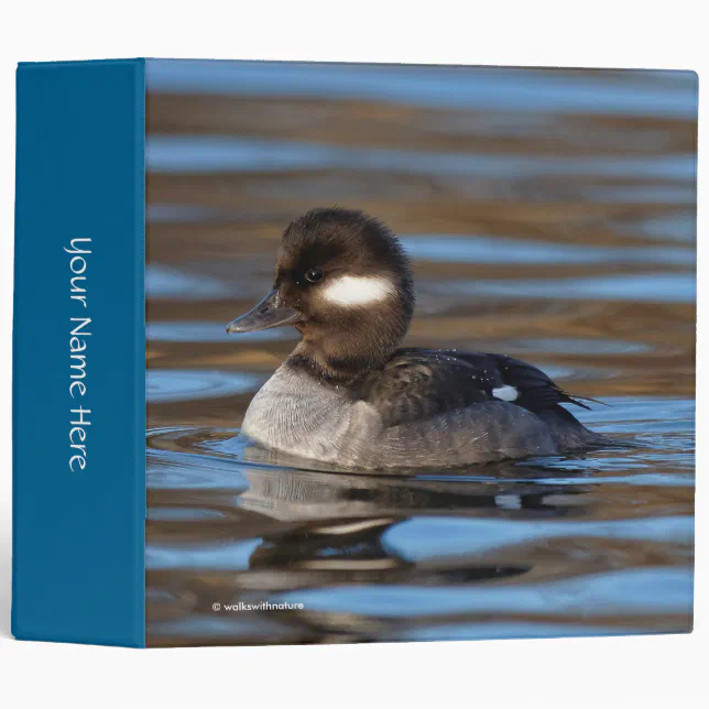 Cute Bufflehead Duck on Sunlit Waters Binder