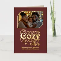 Mulled Wine Cozy Vibes Christmas Photo Foil Holiday Card