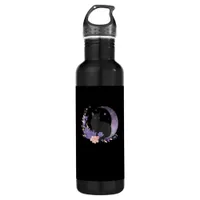 Cat Witchy Moon Flowers Pastel Goth Goblincore Stainless Steel Water Bottle
