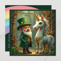 Steampunk Gnome-Leprechaun Unicorn St Patricks Day Invitation