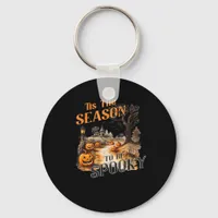 Tis The Season To Be Spooky Fall Halloween Retro C Keychain