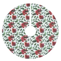 Winter Foliage Holly Berries Botanical Brushed Polyester Tree Skirt