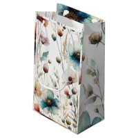 Alcohol Ink Floral Watercolor  Small Gift Bag