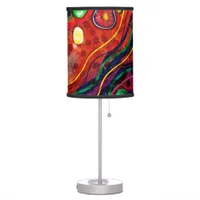 Red, Blue, Copper, Purple, Green Abstract     Table Lamp