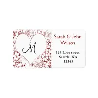 Monogram red ,return address label