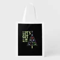 Let's Get Lit Funny Christmas Grocery Bag