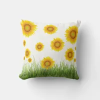 Bright and Elegant Sunflower Graphic Design Throw Pillow