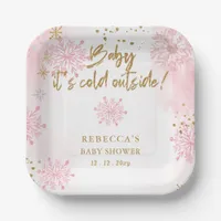 Pink Baby its Cold Outside Winter Baby Shower Paper Plates