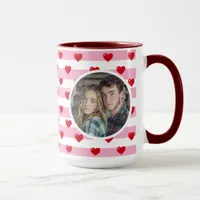 Couple Love Hearts Stripe | Valentines Day Photo Mug