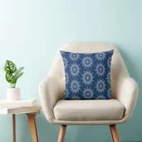 Throw Pillow - Starburst Tiled on Dark Blue