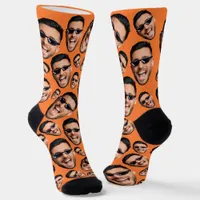 Custom Funny Face Photo All Over Socks Orange