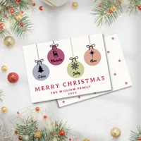 Modern Colorful Ornaments Family Name Non Photo Holiday Card