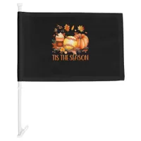 Tis The Season Pumpkin Leaf Latte Fall Softball Car Flag