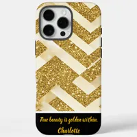 Gold zigzag pattern glows brightly iPhone 16 pro max case