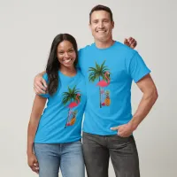 Palm Tree Pink Flamingo Pineapple Unisex T-Shirt