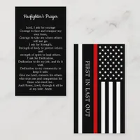 Firefighter Prayer Fireman Thin Red Line Business Card