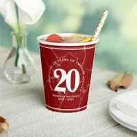 Elegant Red Marble 20 Years Work Anniversary Paper Cups