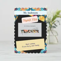 Thank You Teacher Modern Colorful Custom Card