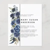 BUDGET Blue Floral Celebration of Life Invitation