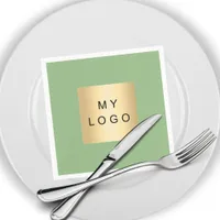 Sage green business logo napkins