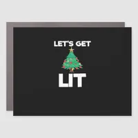 Let's Get Lit Christmas Tree Holiday Drinking Car Magnet