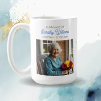 Golden Cross and Flowers Memorial Keepsake Coffee Mug