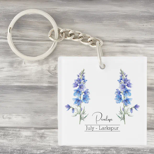 Birth Month Flower July Larkspur Keychain