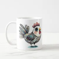 Whimsical Chicken or Rooster Folk Art Coffee Mug