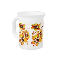 Elegant Orange Flowers Beverage Pitcher