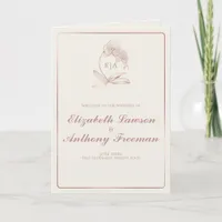 Elegant Rose Gold Orchid Monogram Wedding Ceremony Program