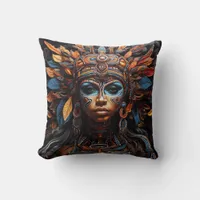 Vibrant Tribal Fusion Art Throw Pillow