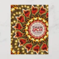 Golden Red Hearts Thank You Postcard