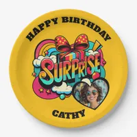 Personalized Pop Art Retro Birthday Photo Paper Plates