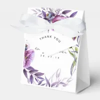 Watercolor Violet Poppy Floral Baby Shower Thanks Favor Boxes