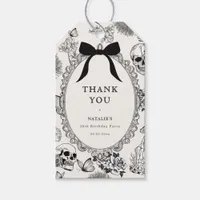 Bow Floral Skull RIP Twenties 30th Birthday Party Gift Tags