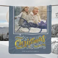 Magical Christmas Typography Photo Gold ID441 Sherpa Blanket