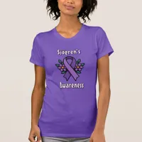 Sjögren's Awareness | Purple Ribbon with flowers T-Shirt