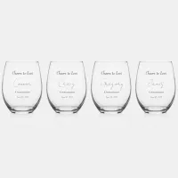 Elegant Floral Embrace Wedding Stemless Wine Glass