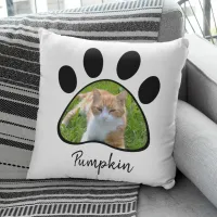 Add Your Pet Photo Paw Print  Throw Pillow