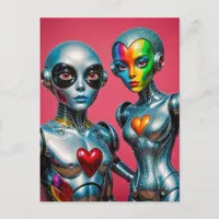 Two Robots in Love Pride Postcard