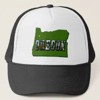 Oregon Map and Picture Text Trucker Hat