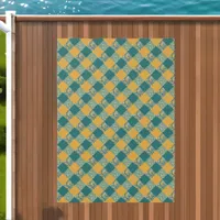 Green Yellow Patterned Botanical Leaves Geometric Outdoor Rug