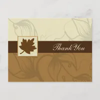 brown fall wedding Thank You Postcard