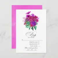 Vintage Chic Fuchsia and Purple Wedding RSVP Card