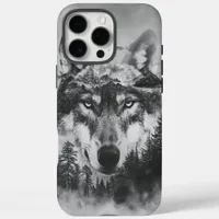 Majestic wolf gazing under a luminous full moon iPhone 16 pro max case