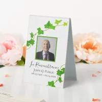 Green English Ivy Vine Celebration of Life Funeral Table Tent Sign