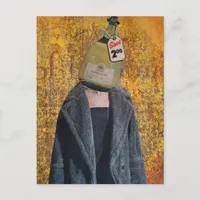 Surreal Woman With Retro Bottle Head Postcard
