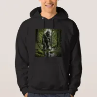 Bigfoot standing in a Creek Cartoon  Hoodie